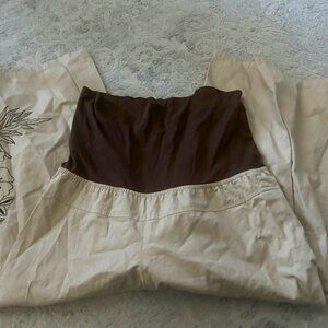 Cache Poplin Embroidered Floral Beige Culotte Wide Leg Cropped Pants